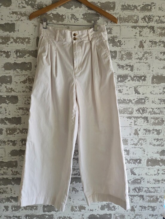 Madewell Pants - Madewell Pleated Wide-Leg Chino Pants in Tile White - Size 4